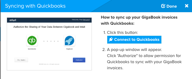 GigaBook QuickBooks Integration